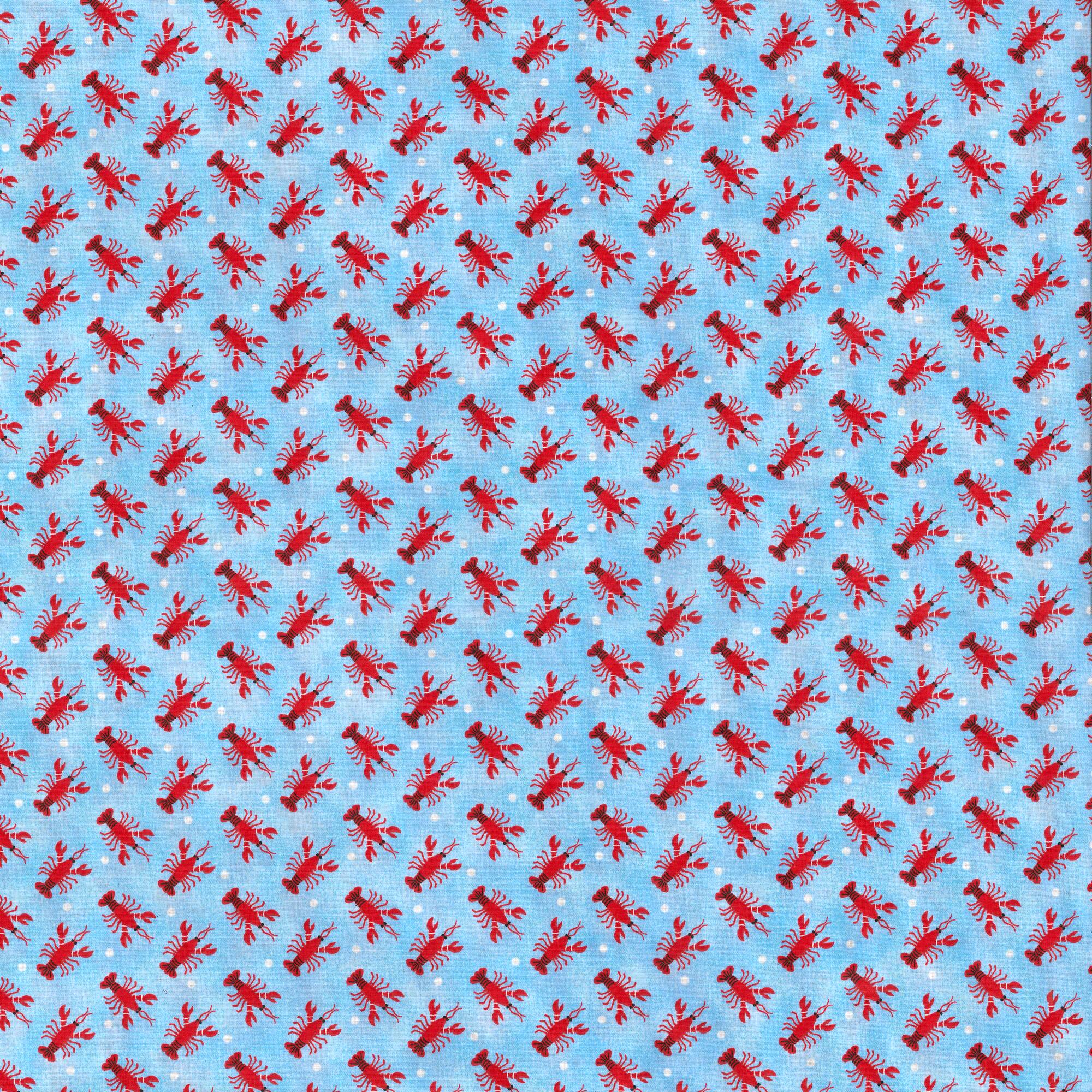Fabric Traditions Light Blue Lobsters Cotton Fabric